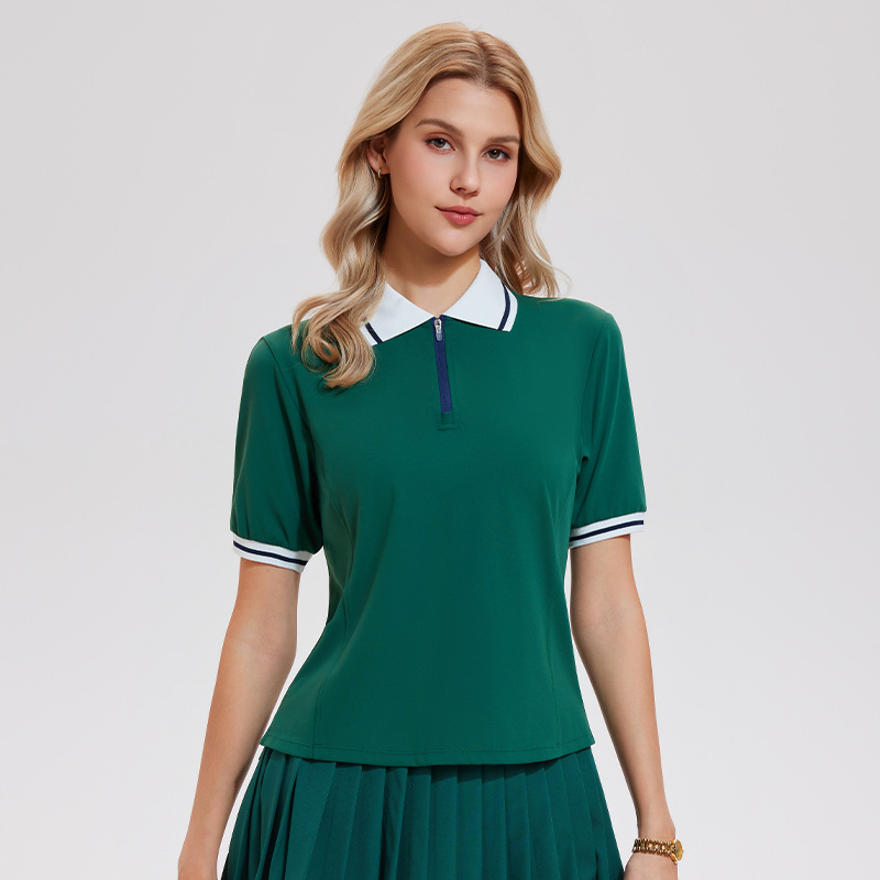 New Casual Sports Suit Women's Lapel Fitness Short-sleeved Pleated Skirt Loose High-elastic Academy Style Tennis Suit_ecoleips.com