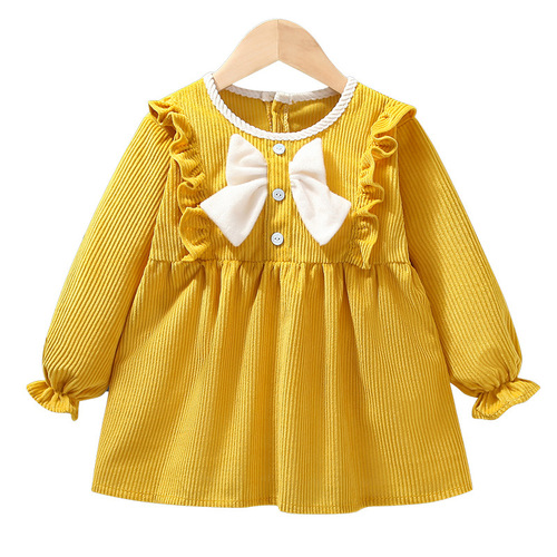 Children's Apron Eating Bib Fall and Winter Stylish Cute Girls Baby Cover Coat Waterproof Stainproof Corduroy Baby Protection Clothing