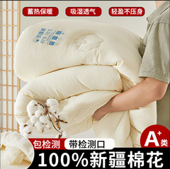 100%新疆棉花被提花被子冬被加厚保暖儿童纯棉被芯宿舍单人春秋被
