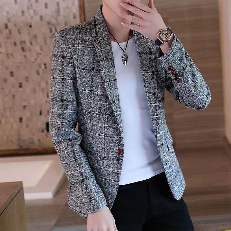 商务休闲西装春秋季男士韩版修身外套百搭小西装单西上衣简约休闲|undefined