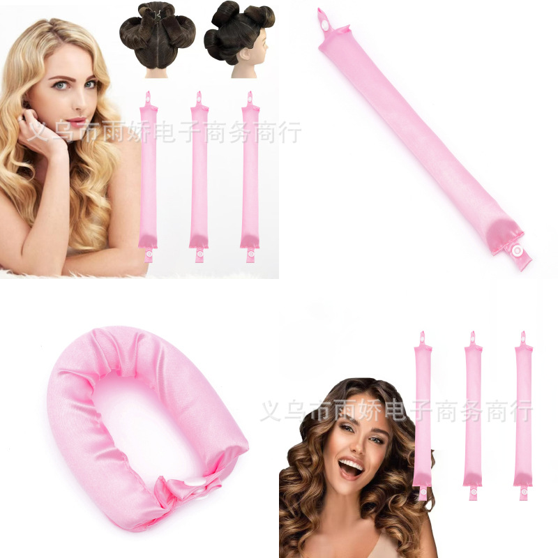 跨境欧美无热卷发棒发罩套装水母盘发罩懒人睡眠卷发神器编发器女
