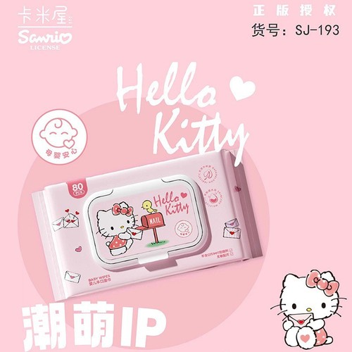 Sanrio Pure Water Wet Wipes Genuine Authorized Flip-top Baby Hand and Mouth Face Wipes Disposable Household Wholesale