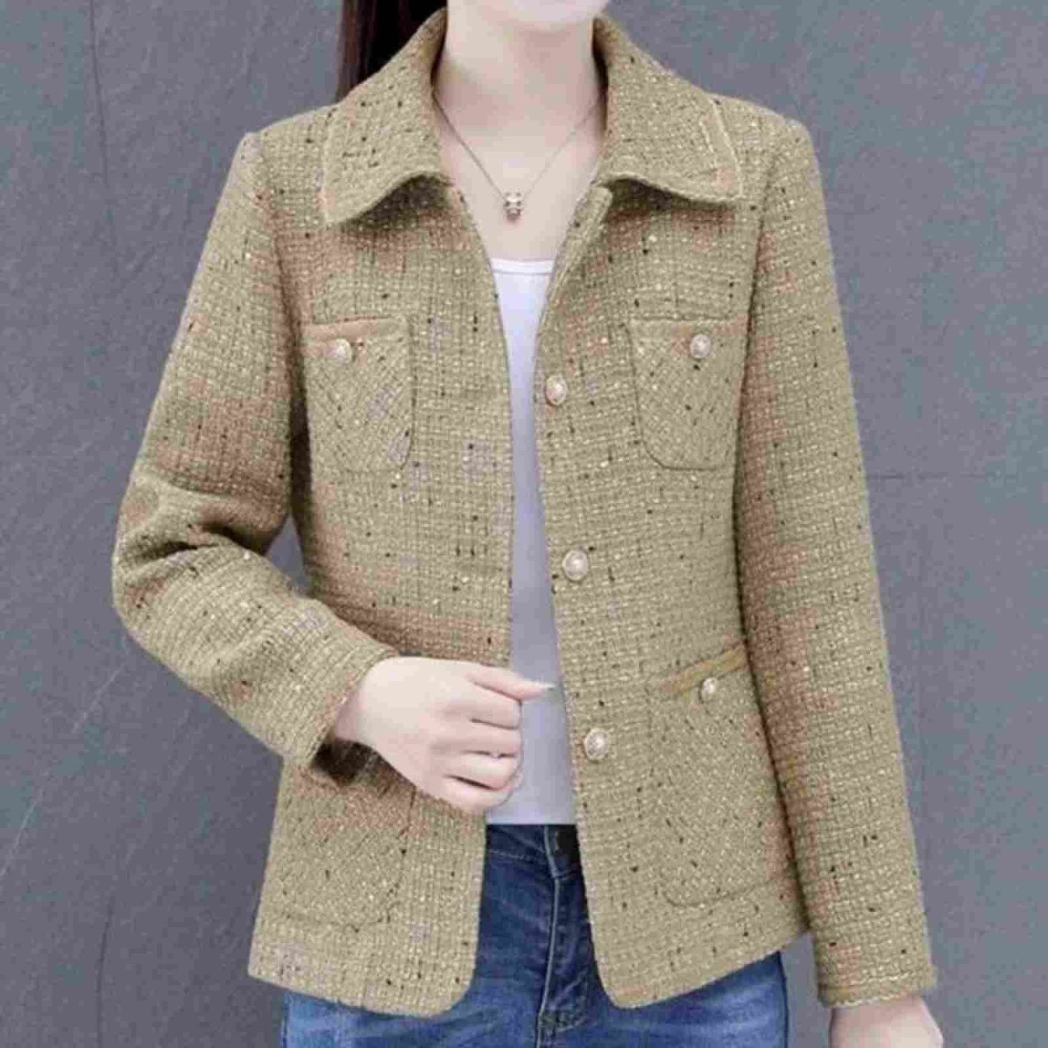 Осенний короткий жакет, стиль Шанель, французский стиль,Oversize, для подростков