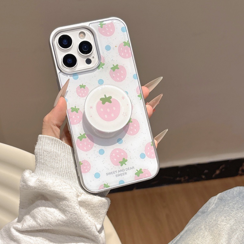 Chica ins epoxi rosa fresa para iPhone16ProMax/15 funda para teléfono 13 Apple 14 soporte 16