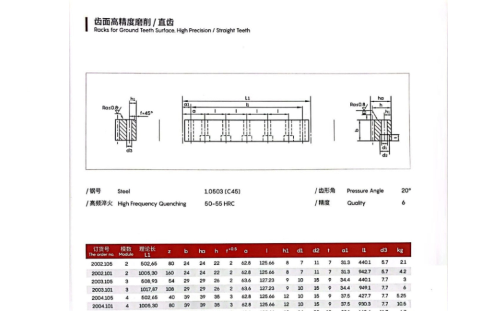 Factory direct 3M 5m 0.5 die 0.2 die stainless steel straight rack non-standard rack