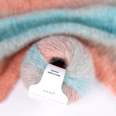 Graduated Mohair Yarn Long Piece Dye Hand-knitted Colorful Rainbow Dye Pattern Yarn Material Fine Thread Sweater Scarf Yarn