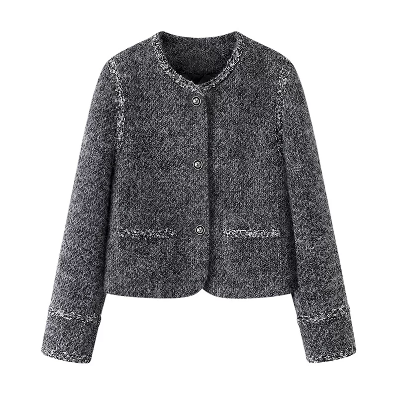 Зимнее короткое шерстяное пальто, хлопковая куртка, стиль Chanel