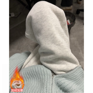 White Grey Sports Pants Women's Autumn and Winter New High Waist Dosing Straight Leg Wide Leg Pants Small Casual American Style fleece-lined Sweatpants