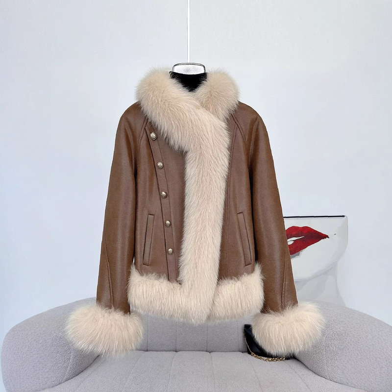 2025 Haining New Suede Fox Fur Outwear Women's Short Young Age-Reducing Goose down Liner down Jacket