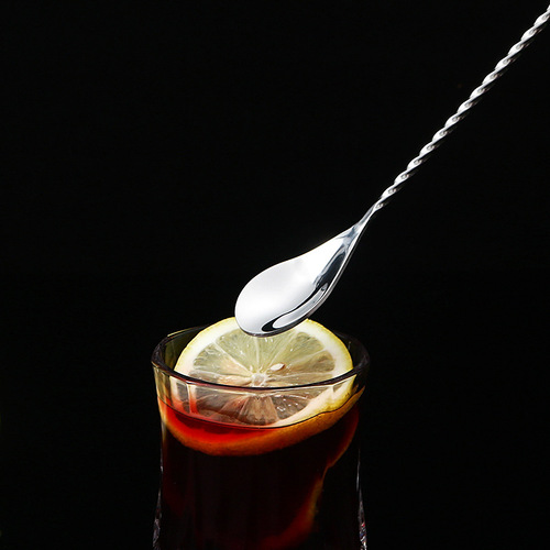 304 stainless steel water drop bar spoon, fine thread bar spoon, cocktail long handle stirring stick, long bar spoon, milk tea mixing spoon