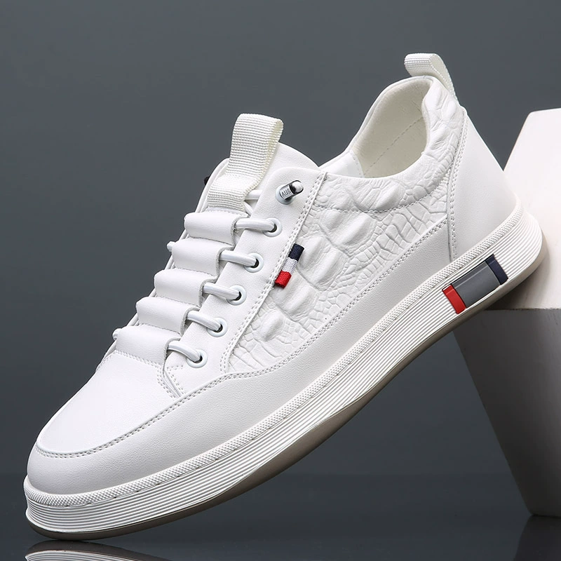 Мужские кроссовки из натуральной кожи, белые, дышащие, весенние, из натуральной кожи, новинка 2025 года, модные, универсальные, на толстой подошве, повседневные