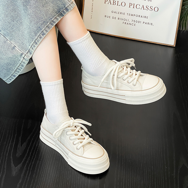 Augusto negro zapatos de lona para las mujeres 2023 otoño nueva primavera y básico Delgado casual estilo coreano zapatillas