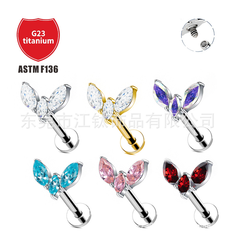 Pointed titanium steel lip stud product view