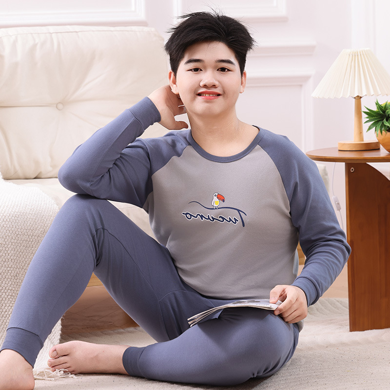 25胖童秋衣秋裤儿童加肥加大家居服中大童睡衣内衣青少年纯棉套装|undefined