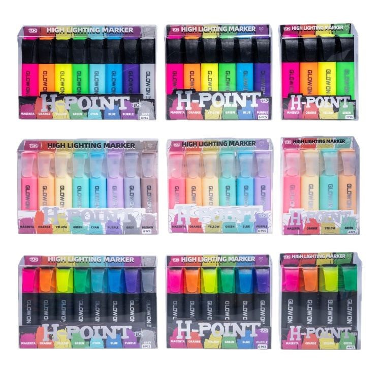 Juego de resaltador al por mayor de fábrica 4/6/8 color protector de ojos color fluorescente marcador especial resaltador