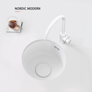 Nakajima Bar Round Stainless Steel Kitchen Sink Single-Slot Mini Household Above and under Counter Dishwashing Sink