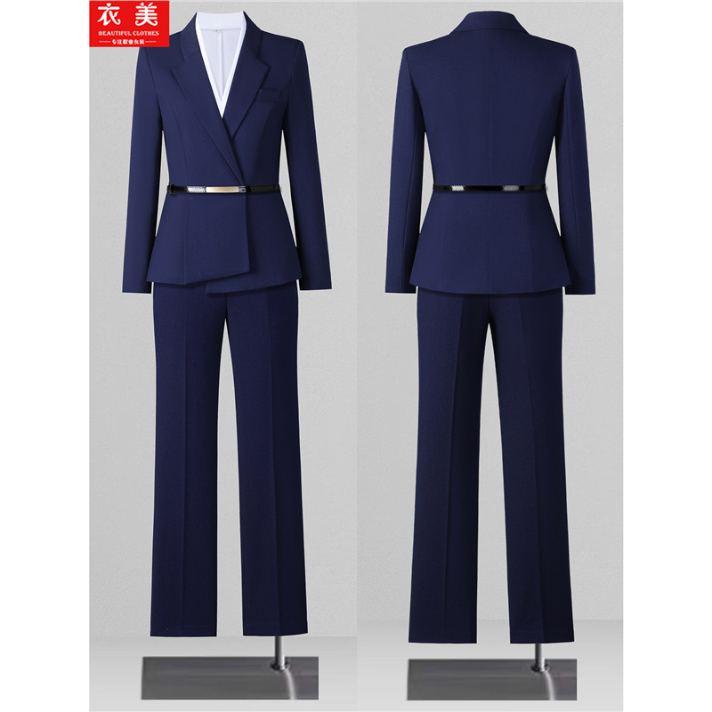 高端职业套装女春秋气质收腰西装酒店前台工装售楼部珠宝店工作服