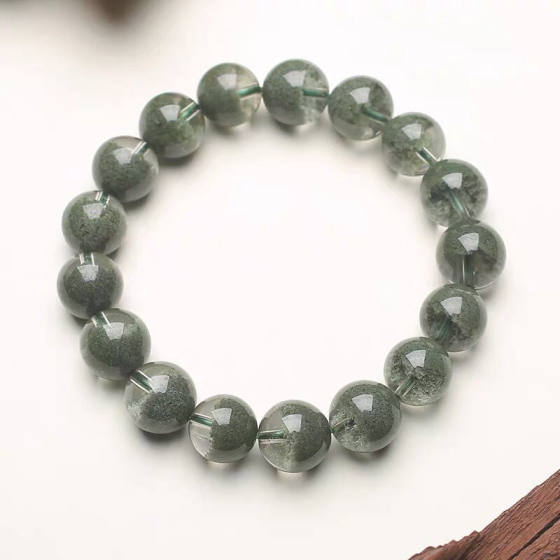 Factory Wholesale Natural Brazil Green Ghost Crystal Bracelet Men's Cornucopia Half Basin Half Landscape Green Ghost Crystal Bracelet