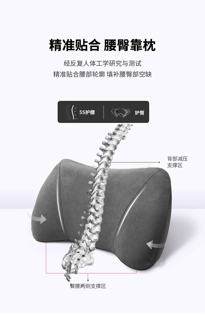 Car Lumbar Cushion Car Cushion Memory Foam Small Lumbar Cushion Car Backrest Waist Protection Seat Support Headrest Neck Protection