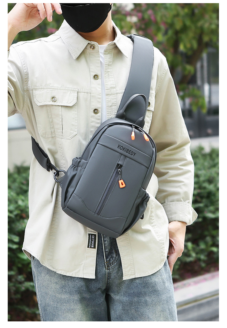 Business bag, multi-functional men's bag, trendy brand men's chest bag, water-resistant crossbody bag, casual single-shoulder backpack, fashionable cross-border undefined
