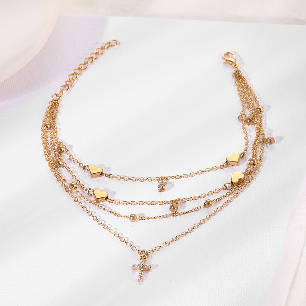 Heart Shape, Bow Knot Pattern Vacation Heart Shape Bow Knot Crystal Alloy Wholesale Anklet