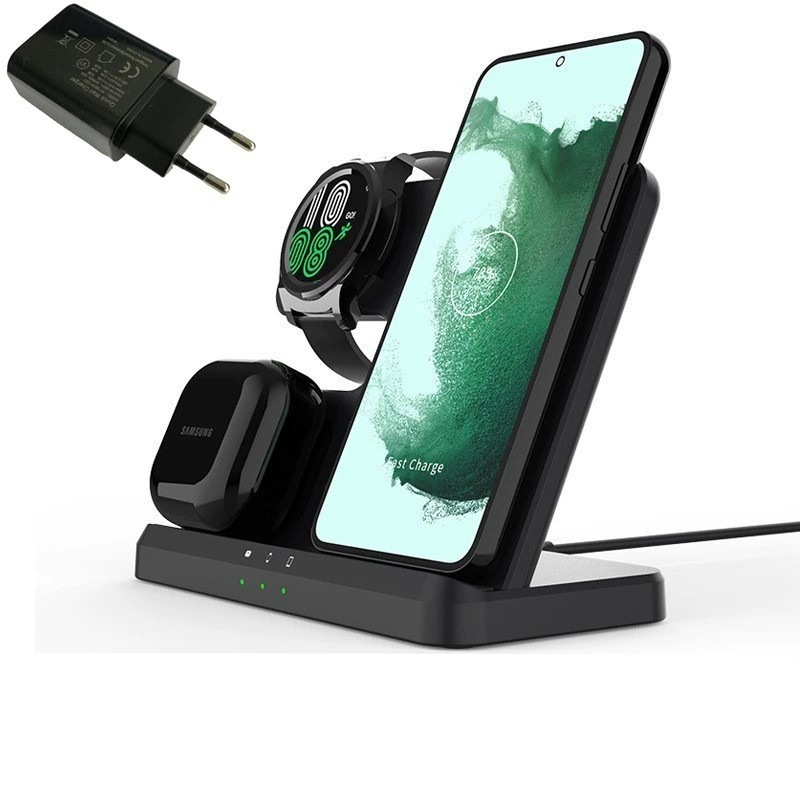 Tres en uno cargador inalámbrico multi-función soporte de carga rápida de escritorio adecuado para Samsung teléfono móvil reloj auricular base