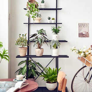 Balcony Multi-layer Movable Simple Flower Rack Indoor and Outdoor Floor-type Stair Storage Rack Iron Flower Pot Rack
