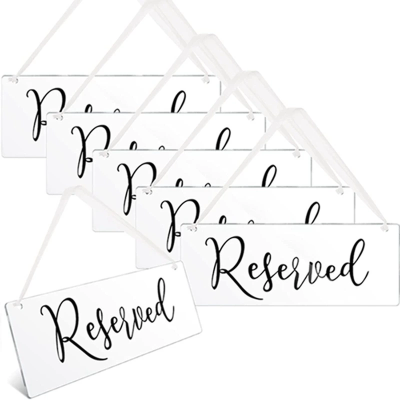 6 pieces wedding reserved chair sign acrylic wedding chair sign restaurant reserved seating sign