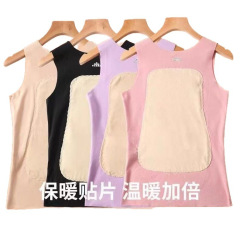 秋冬款双面加绒德绒女士贴片背心无痕加厚保暖发热内衣打底保暖衣