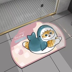 Cute cartoon cat bathroom absorbent quick-dry diatomaceous earth mat for home, shower door mat at the entrance, anti-slip mat