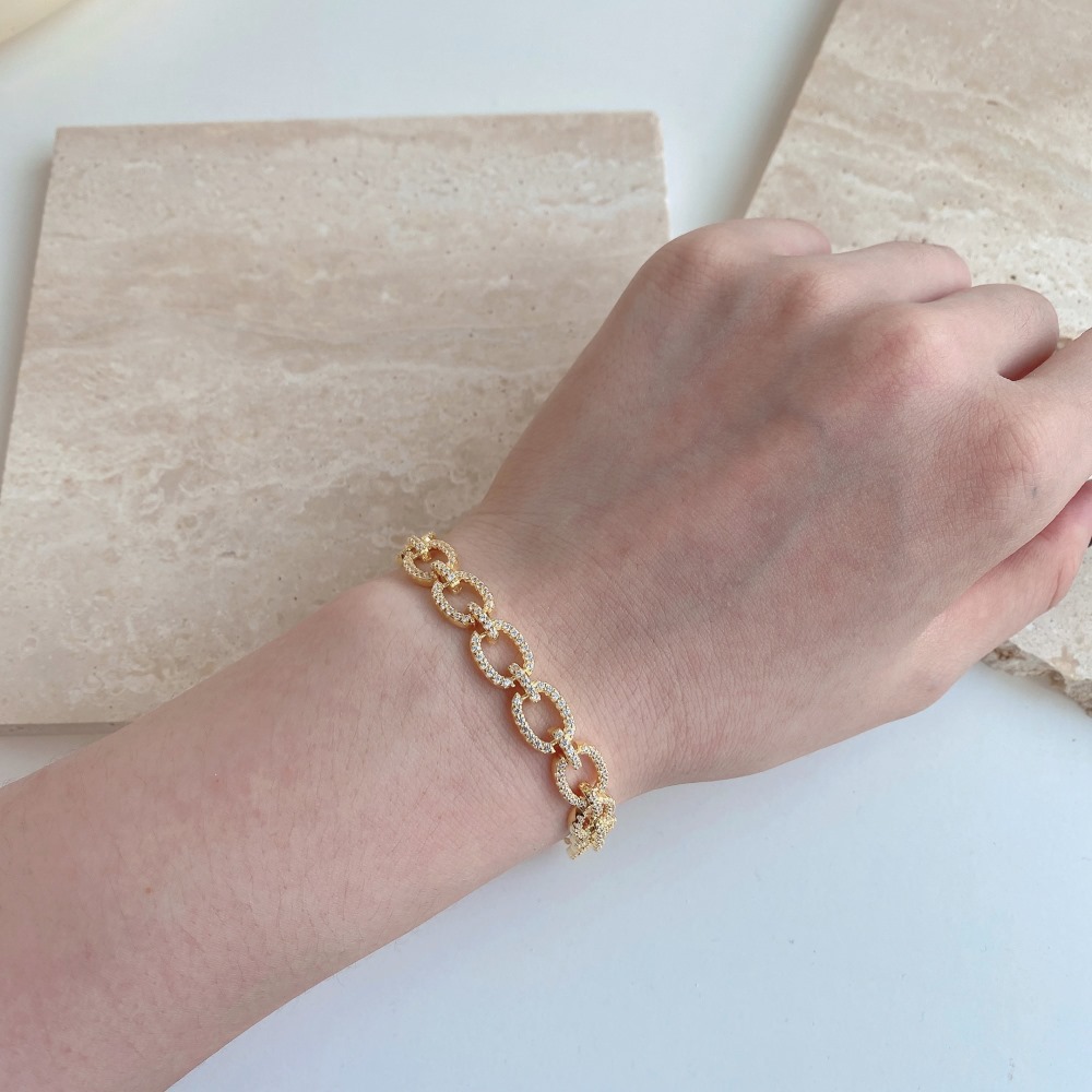 Fashion Geometric Sterling Silver Plating Zircon Bracelets