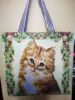 Capacious cartoon one-shoulder bag, shopping bag, Amazon, with embroidery