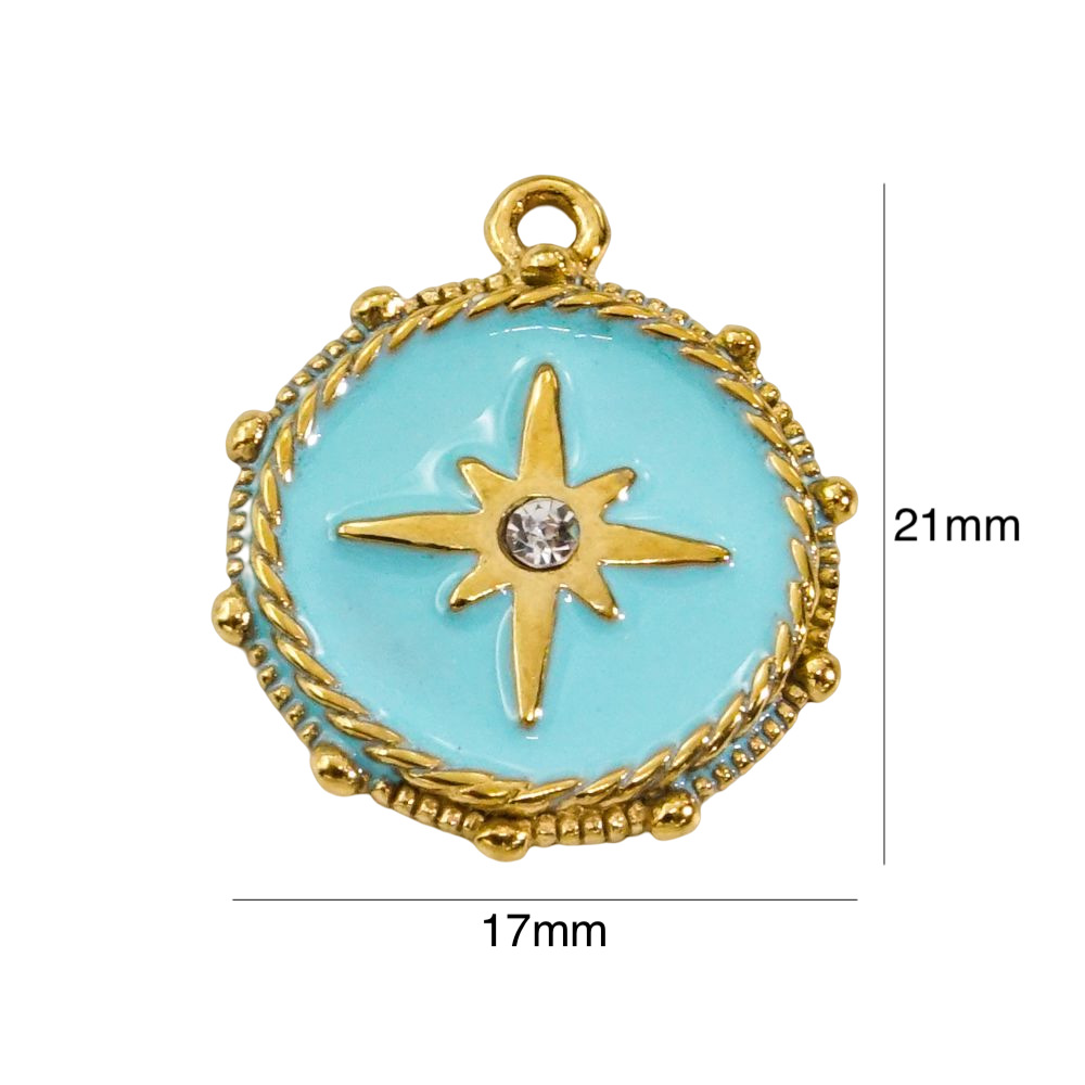 1 Piece 304 Stainless Steel Natural Stone Rhinestones Pearl 14K Gold Plated Cross Round Devil'S Eye display picture 5