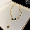 Woven necklace from pearl, design fashionable summer chain for key bag , 2024 years, Korean style, trend of season