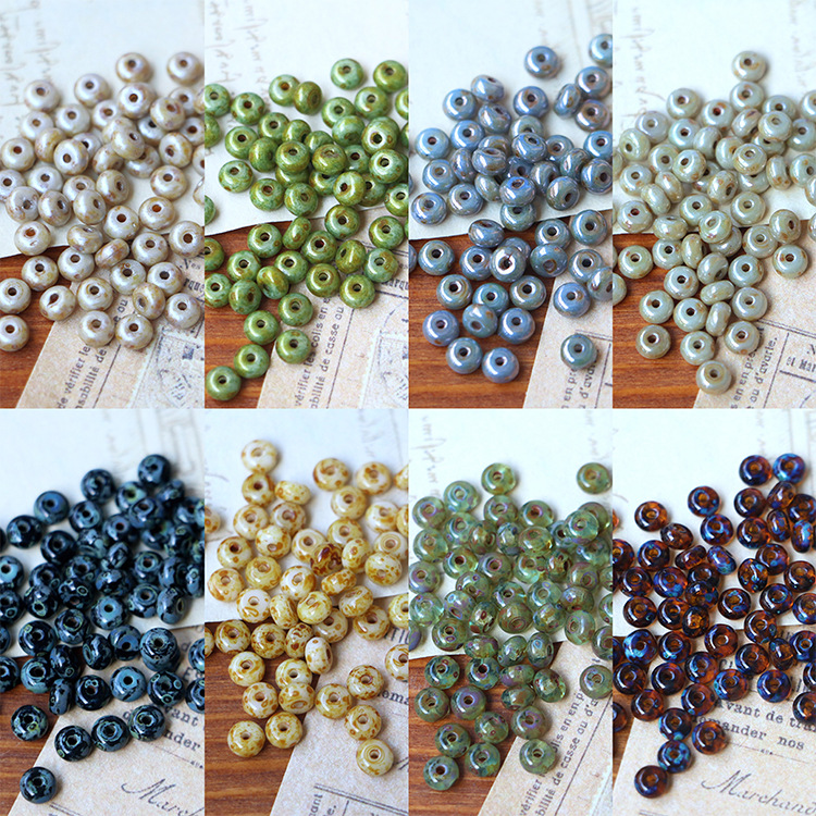 20颗毕加索做旧甜甜圈隔珠2.5x4mm捷克玻璃珠DIY手作串珠材料#61