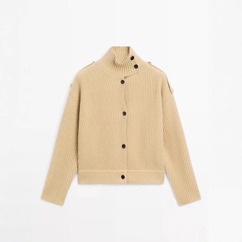 Bm&Md&Za Early Autumn New Women's Commuter Style Fashionable Single-Breasted Thick Needle Turtleneck Knitted Cardigan Sweater Bm&Md&Za Early Autumn New Women's Commuter Style Fashionable Single-Breasted Thick Needle Turtleneck Knitted Cardigan Sweater