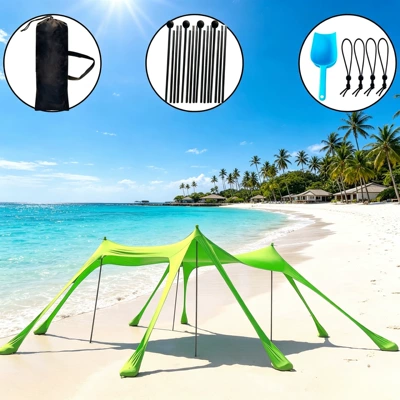 for Amazon Cross-Border Sales — Avtomobil yan çətirləri - 8-green-legs-4-iron-rods-300300200cm-lycra-canopy-tent