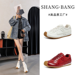 2025新款休闲运动百搭小歪头德训鞋舒适意大利马皮透气吸汗女鞋