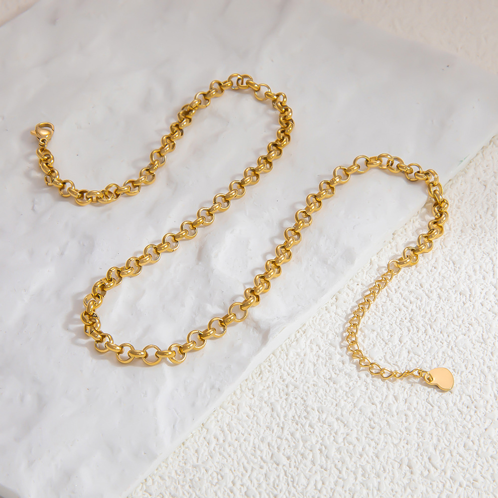 Stone-Free Inlay Material Necklace Classification PVD Coated Real Gold Plated Geometric 304 Stainless Steel Lady Waterproof Non Tarnish 304 Stainless Steel Lobster Trigger Clasp Closure Necklace