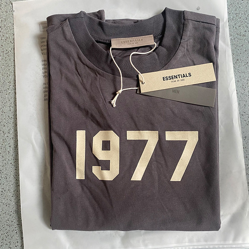 FCAR OF GOD Season 8 double line ESSENTIALS 1977 short-sleeved flocking printed loose trendy T-shirt