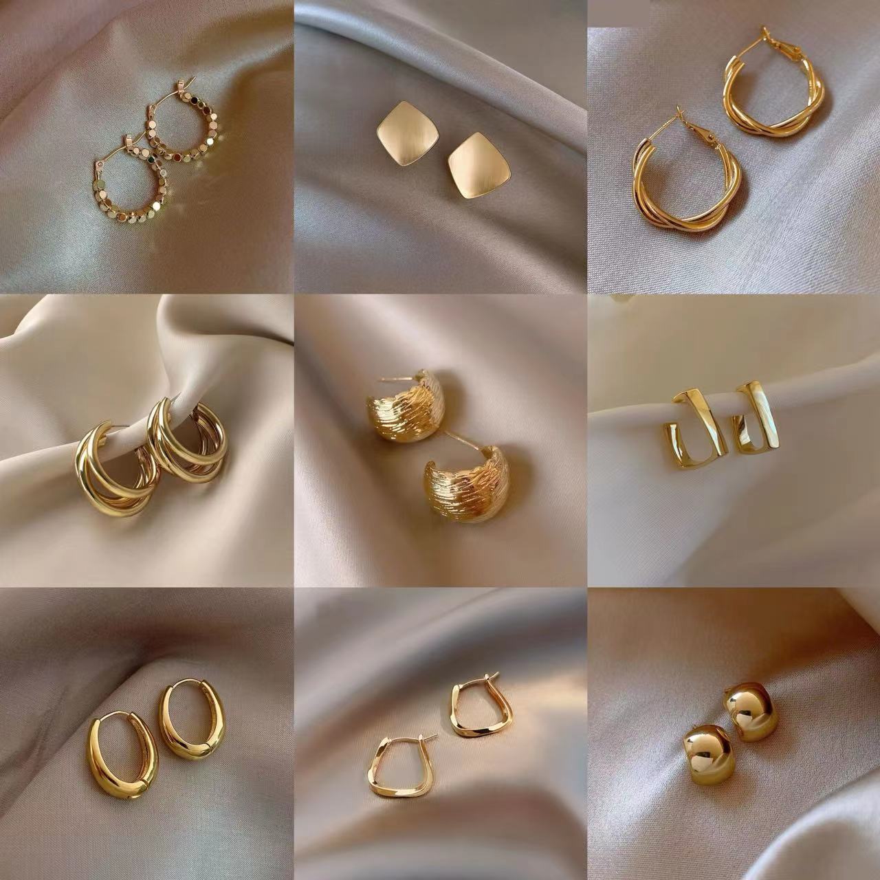 retro geometric small design earrings