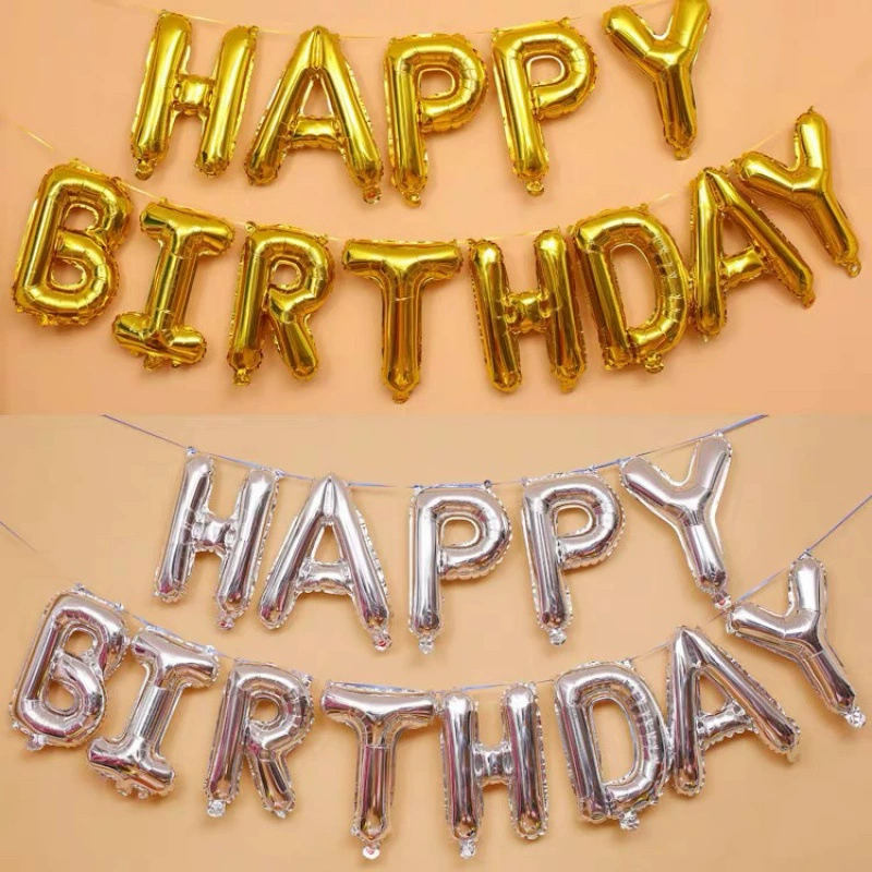 Композиция «С Днем Рождения», воздушный шар «С Днем Рождения», английские буквы, вечеринка на один год, алюминиевая пленка