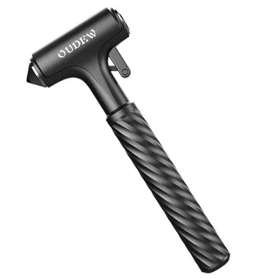 Qəza çəkici window-breaking tool, car-mounted aluminum alloy - new-model-starry-black-comes-with-storage-bag-hammer-tip-protective-cover
