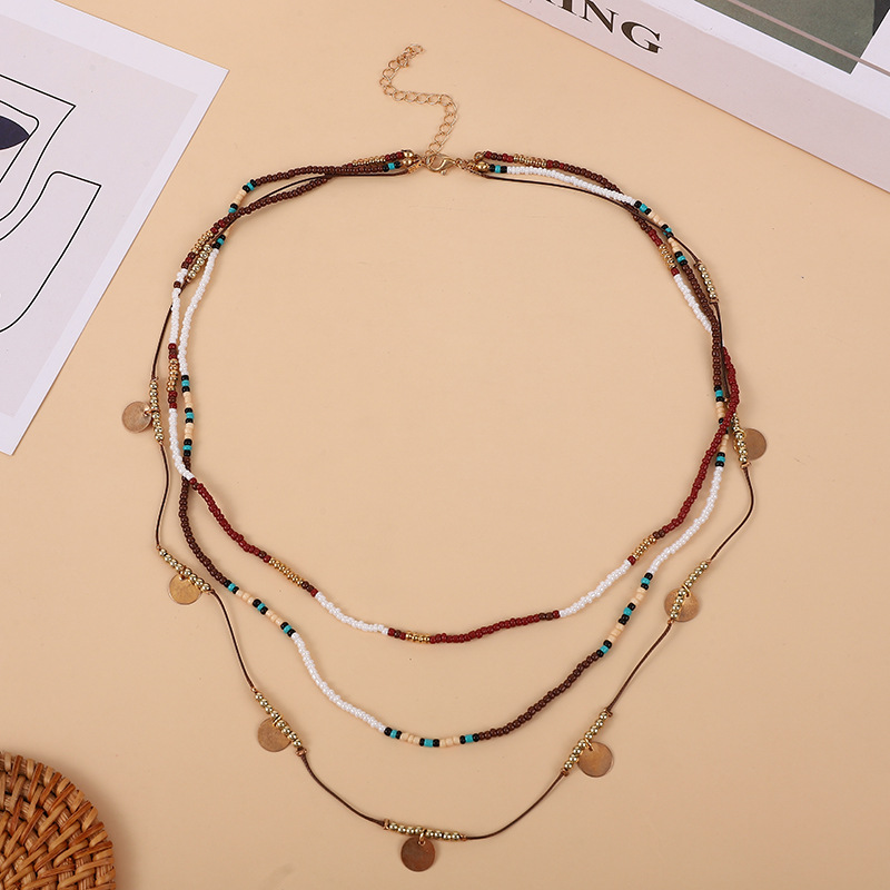 Casual Ethnic Style Geometric Alloy Seed Bead Beaded Layered Unisex Necklace display picture 2