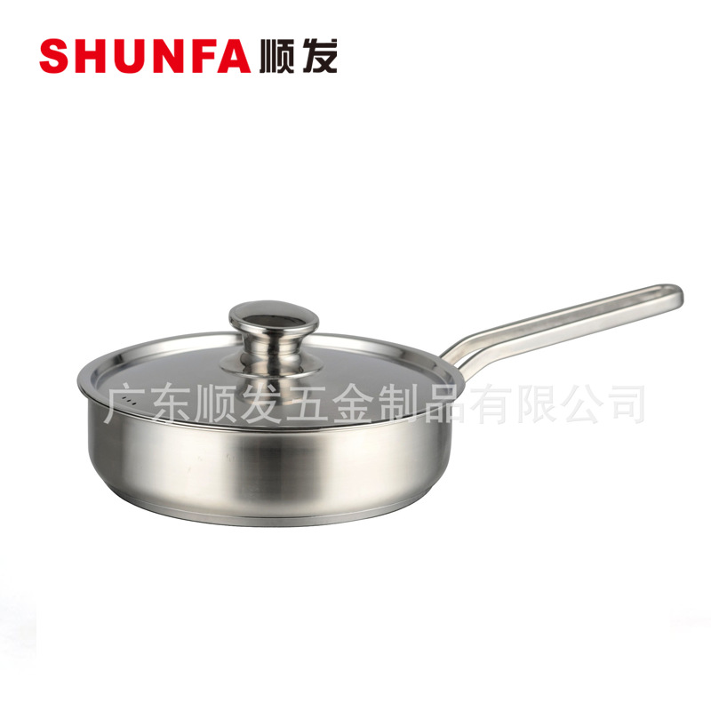 Shunfa Jumei 24cm 프라이팬 코팅되지 않은 304 3 층 바닥 물리적 논스틱 팬, 오일 연기가 적은