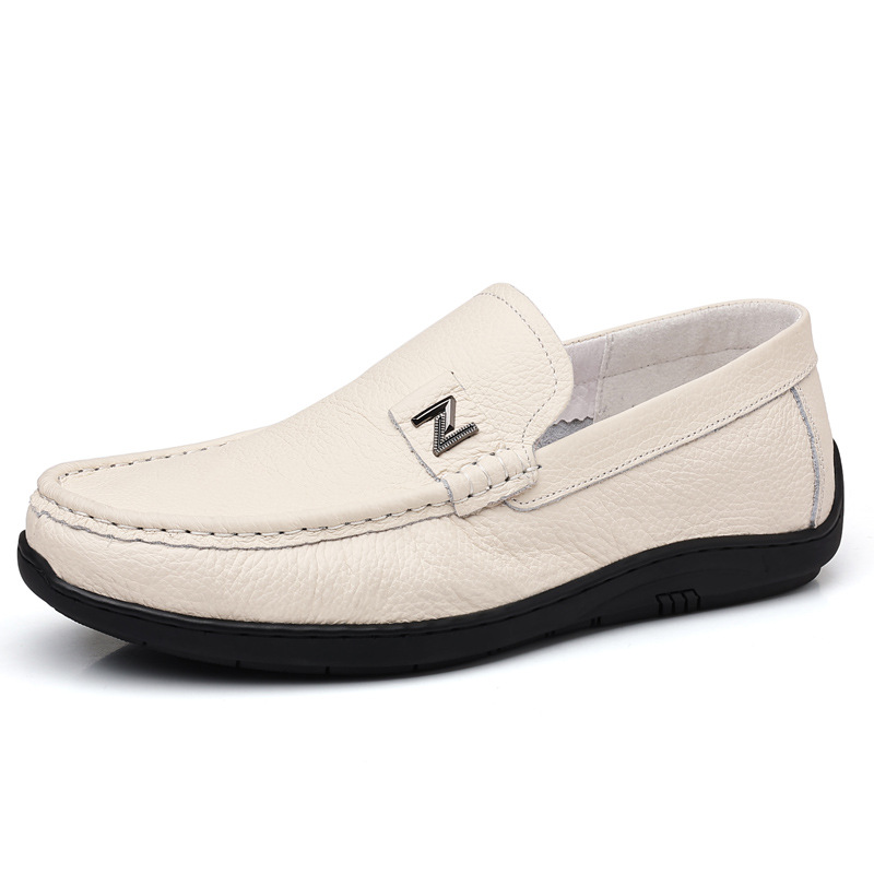Mocasines de Verano para Hombre de Primera Capa de Piel de Vaca, Zapatos Casuales de Piel Auténtica, Transpirables, Sin Cordones, Calzado Individual