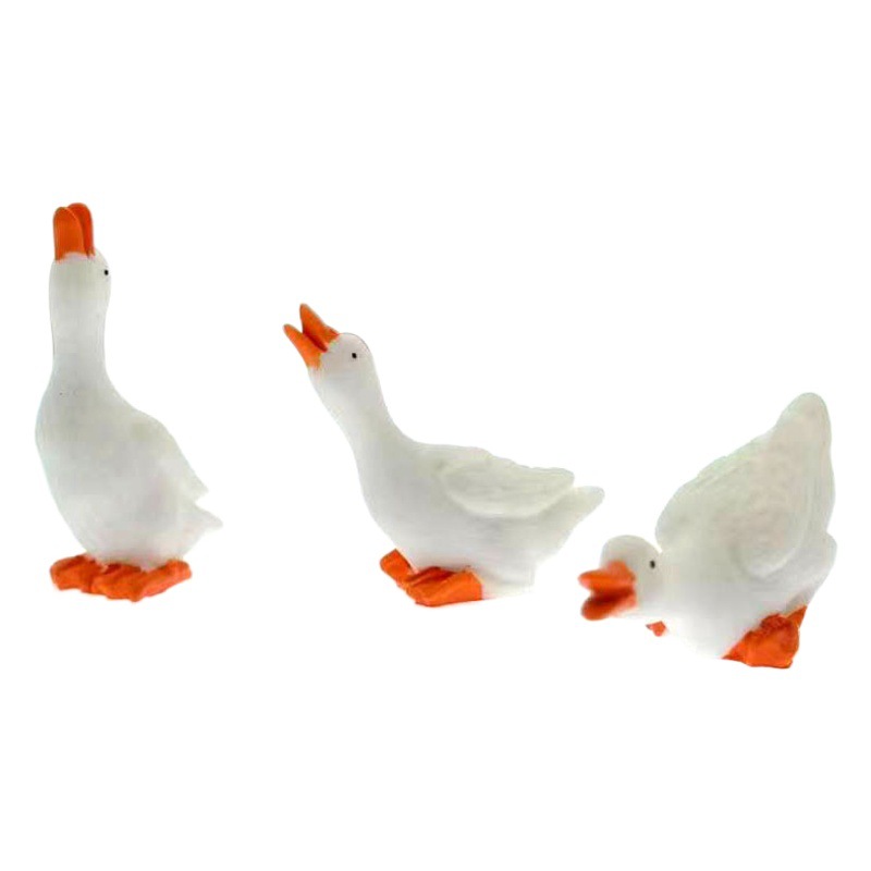 Recomendar resina blanca canto fluorescente ganso blanco pequeños adornos ornamentos de paisajismo de acuario agua potable pato venta caliente