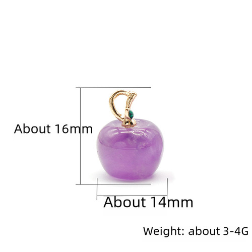 Natural Stone Crystal Agate Amethyst Rose Quartz Small Apple Pendant DIY Necklace Earrings Decorations Charms Cross-border