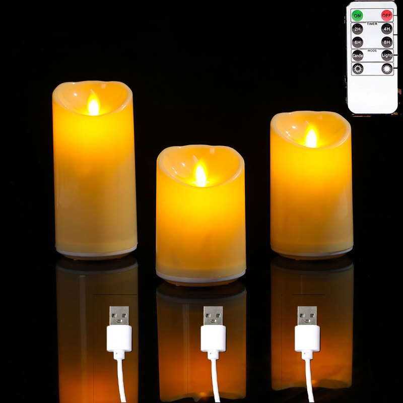 New USB charging remote control swing plastic candle lamp wedding Buddha church party bar special candle lamp