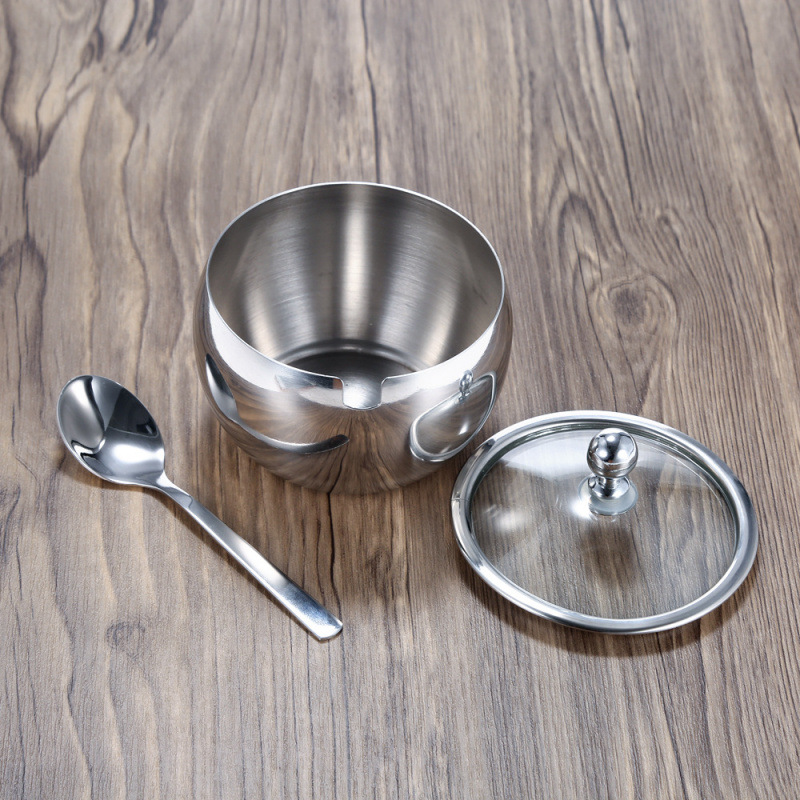 防尘可视不锈钢调味罐香料调味瓶调味盒佐料瓶玻璃家用厨房调料盒